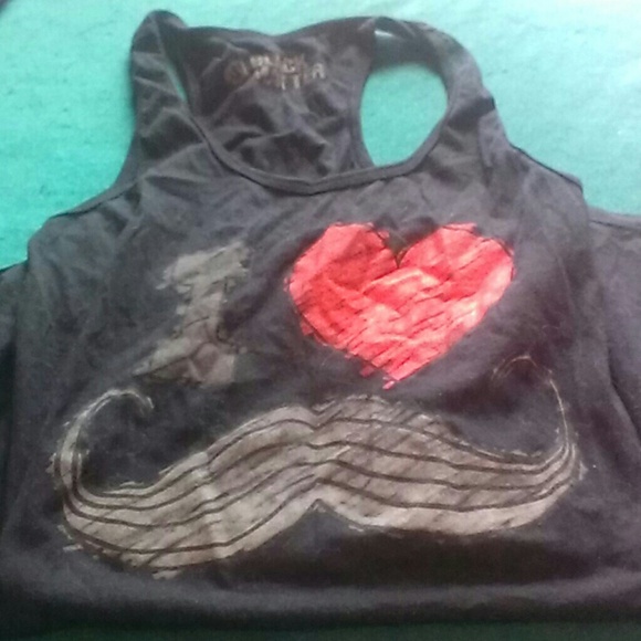 I heart mustache racerback