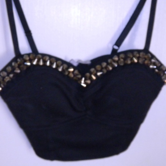 🎀 Gold Spiked Bustier Top - Will Bundle 🎀 - Picture 1 of 3