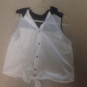 Cute white and black button down blouse