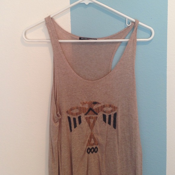 Brandy Melville Tan Abstract Tank Top