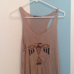 Brandy Melville Tan Abstract Tank Top