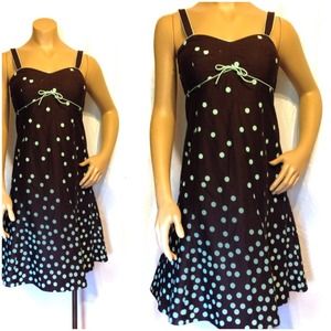 R&K Polka Dot Brown & Turquoise Dress size 8P