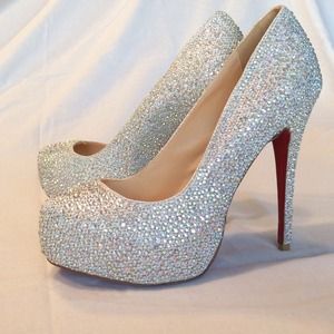 Red bottom, silver studded high heels