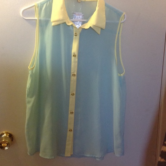FOREIGN EXCHANGE SHEER TOP WITH COLLAR (NWT)