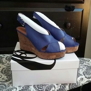 Cute blue wedges with cork bottom