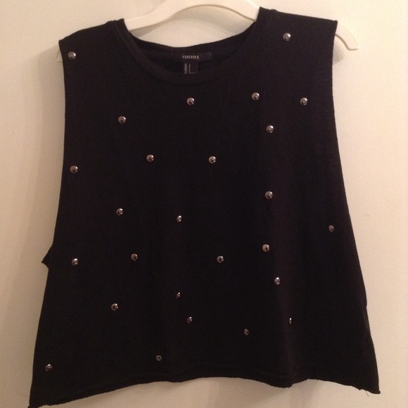 Black Studded Crop Top