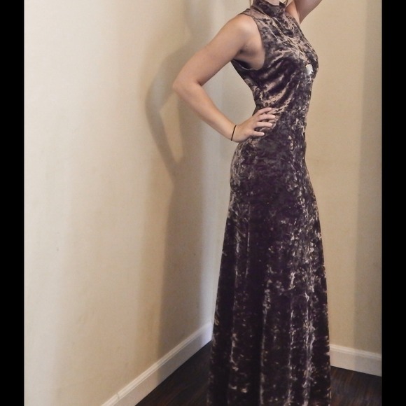 Vintage Brown Velvet Maxi Dress