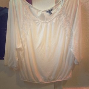 Cream Lace-Cutout Shirt. ✨✨