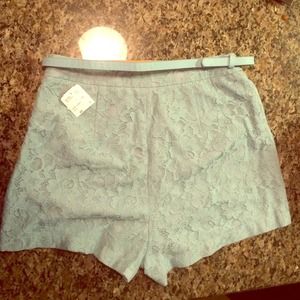 Forever 21 Blue Floral Lace Shorts with Belt