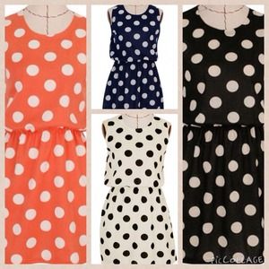 Sleeveless Round Neck Polka Dot Print Mini Dress