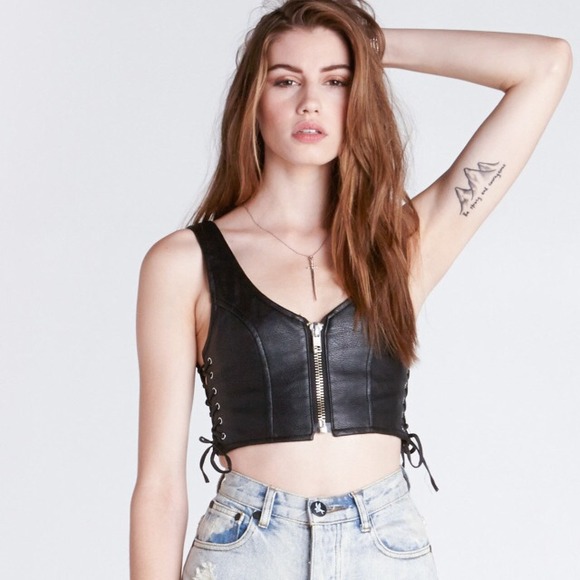 ON HOLD: unif leather top - Picture 2 of 4