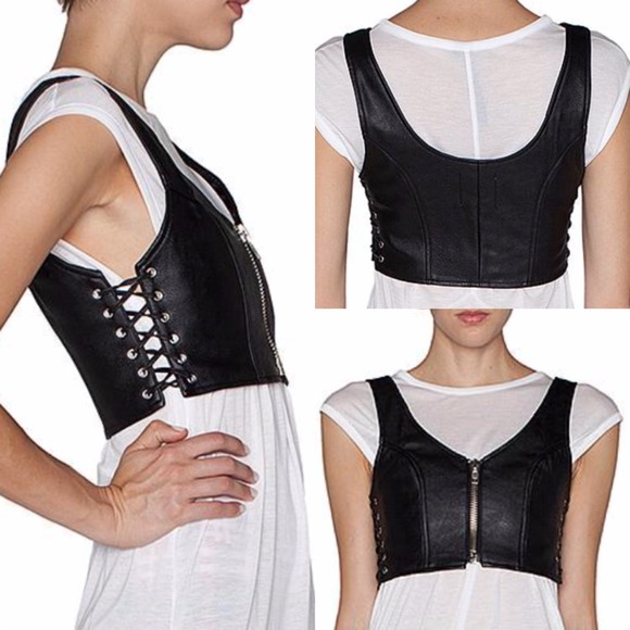 ON HOLD: unif leather top - Picture 3 of 4