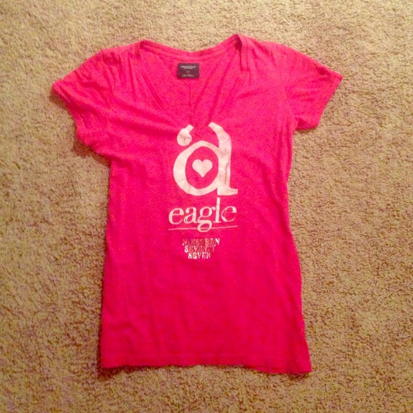 Hot Pink v-neck with AE logo