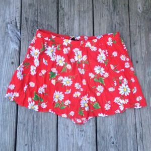 Floral red shorts