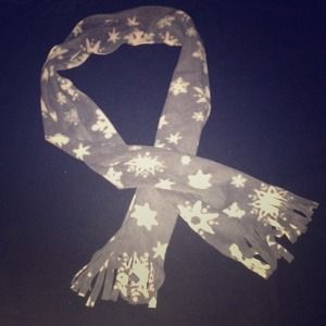 Soft grey snowflake scarf