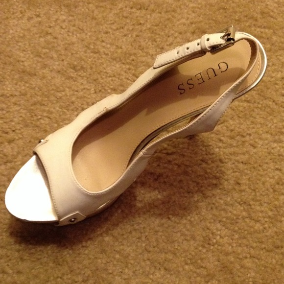 Guess white open toe