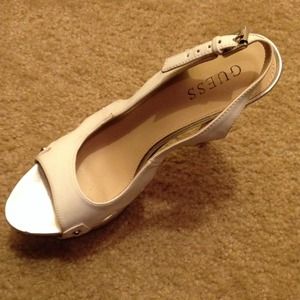 Guess white open toe