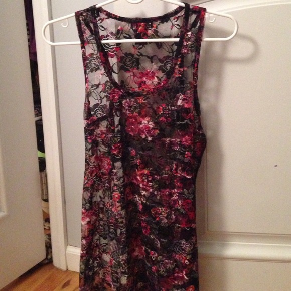 Sheer floral tank top