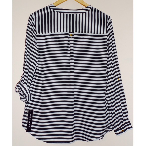 ❌SOLD❌Black & ivory striped blouse - Picture 3 of 3