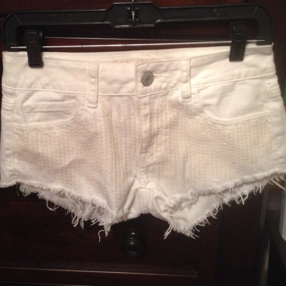 AE sequin denim shorts