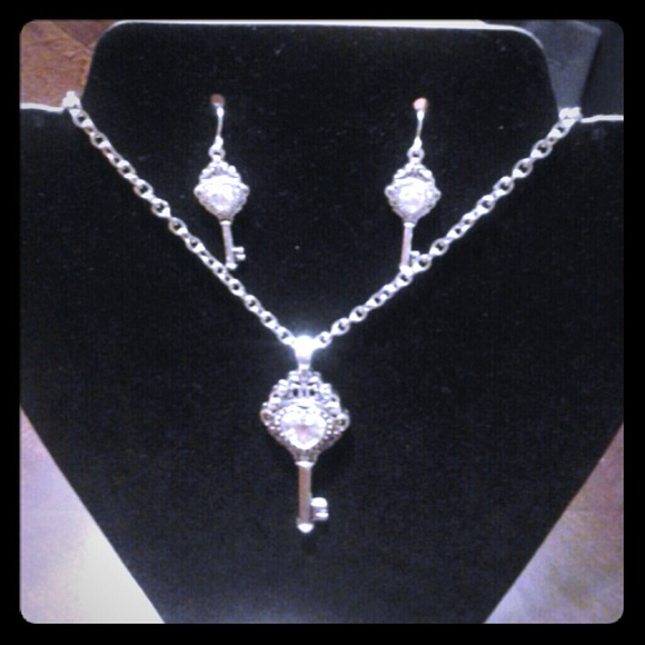Key themed  necklace and earing set.