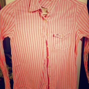Striped pink and white hoisted button up