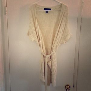 Long Beige Wrap Sweater