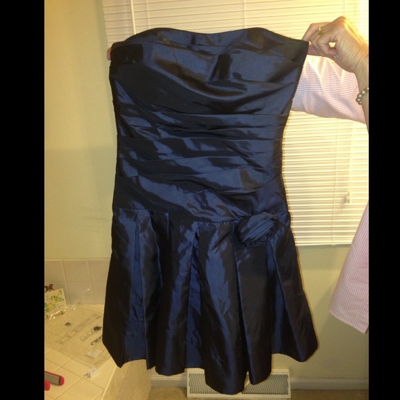 BCBG - Max and Cleo Navy Taffeta Dress EEEUC