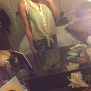 Yellow button down shirt