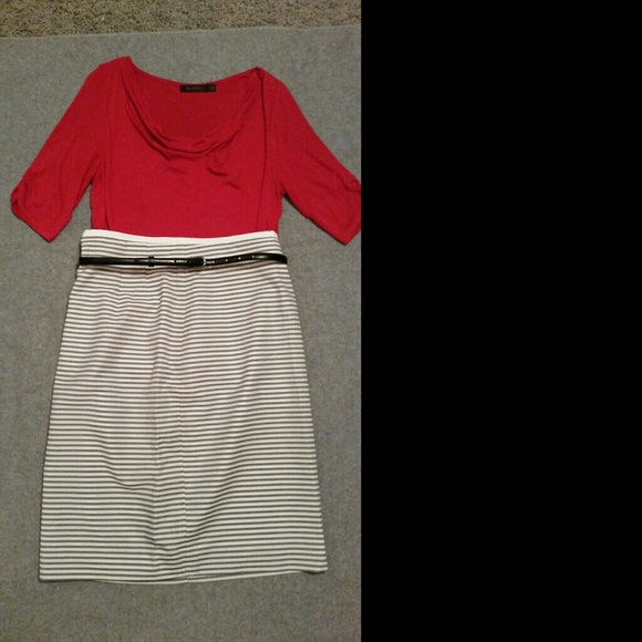 High waist stripe pencil skirt