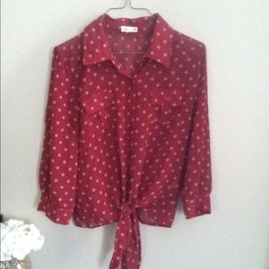 Maroon polkadot sheer top‼️SOLD‼️