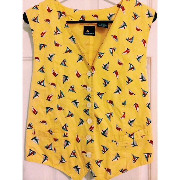 Yellow Sailboat Print Vest - Picture 1 of 1