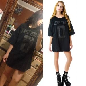 Oversized unif black on black sweater tee jersey