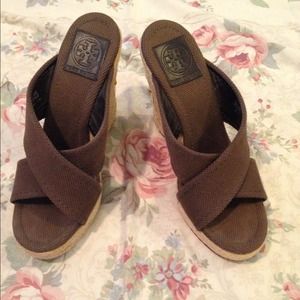 Tory burch brown rope wedges
