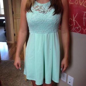 Aqua Blue Lace Top Dress