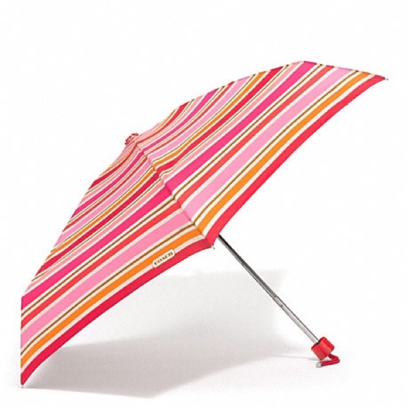Authentic Coach compact umbrella multi stripe