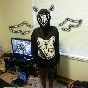 Cross Cat / Pastel Goth Pullover Sweater