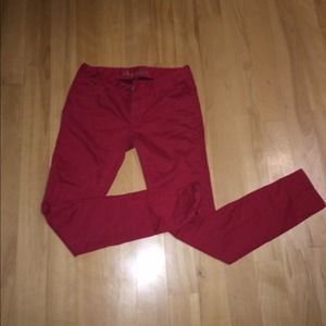 Red skinny jeans