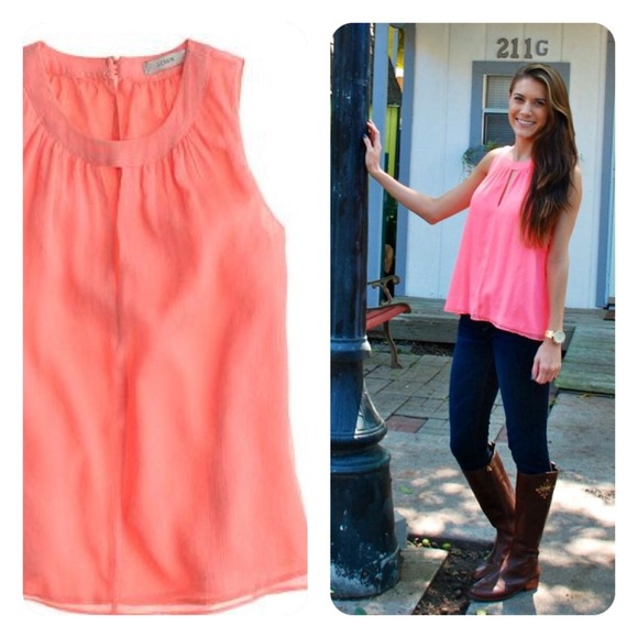 J. Crew Tops - PRICE DROP ⭐️ j. crew // silk keyhole tank • coral