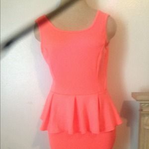Neon pink peplum dress