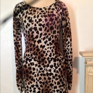 Cheetah print long sleeve dress