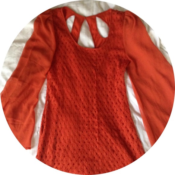 Foreign Exchange orange crochet dress with sleeves