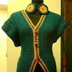 SOLD All handmade crochet sweater & earrings