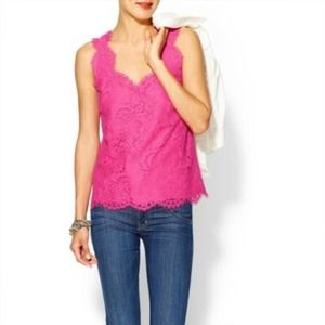 Joie Cina Top Hot Pink Lace