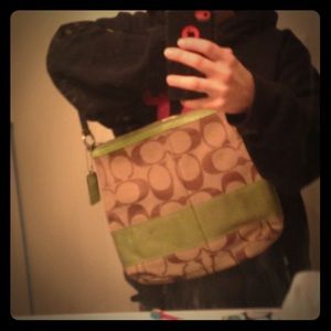 Green and tan coach bag!