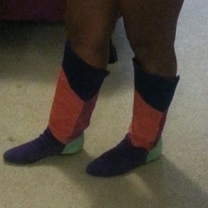 Multicolored flat boots