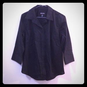 Black 3/4 Sleeve Button Down Shirt