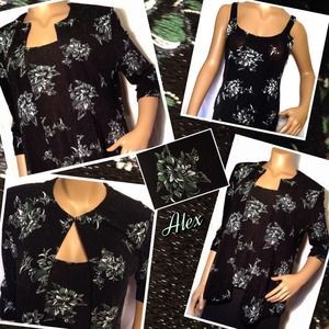 XL Alex Evenings 2-piece set Silver Glitter Black