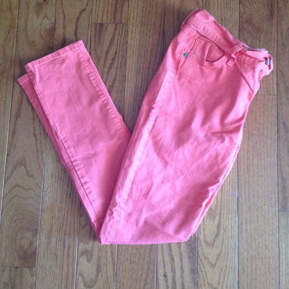 Coral Colored Skinny Jeans