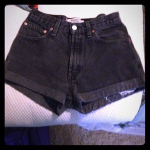 Levis high waisted vintage dark denim shorts